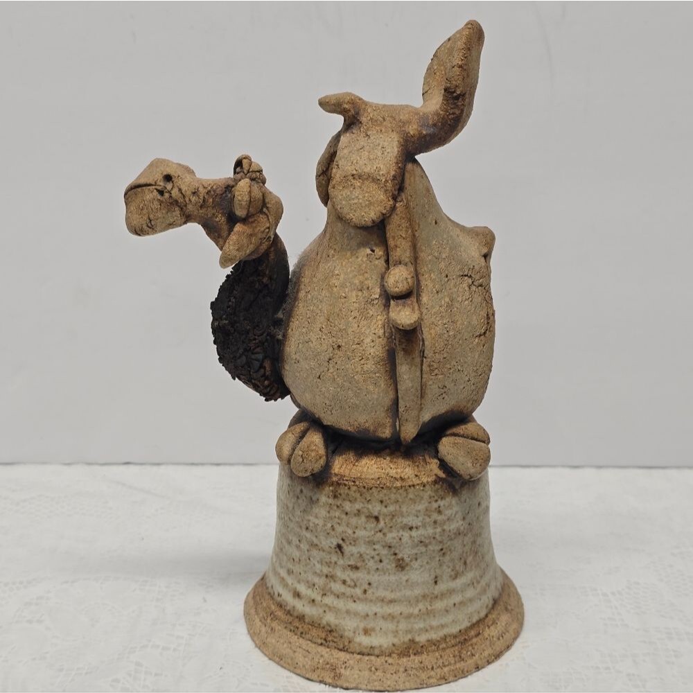 Vintage Todd Warner Pottery Studio Ceramic Camel Bell Sculpture Figurine Safari